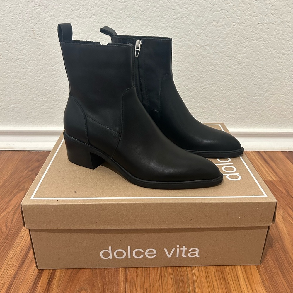 Dolce Vita Sleek Black Ankle Booties